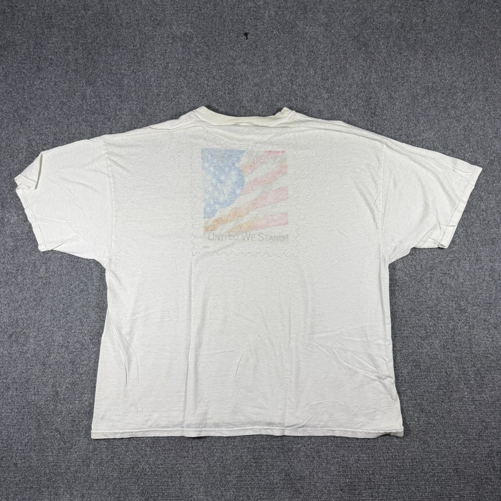 USPS United We Stand Twin Towers 2001 9/11 God Bless America Tshirt Thrashed 2XL
